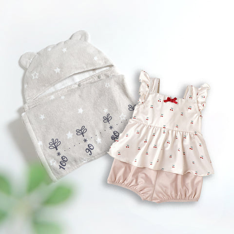 バスポンチョと水着 水遊びセット